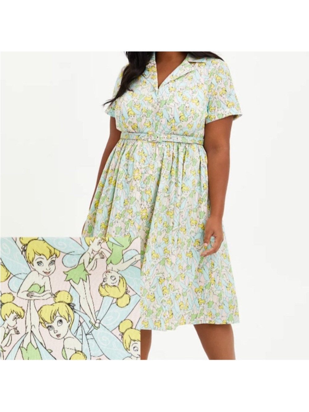 Disney x Torrid Tinkerbell Dress Retro Swing Shirt Belt Peter Pan Plus Size 26